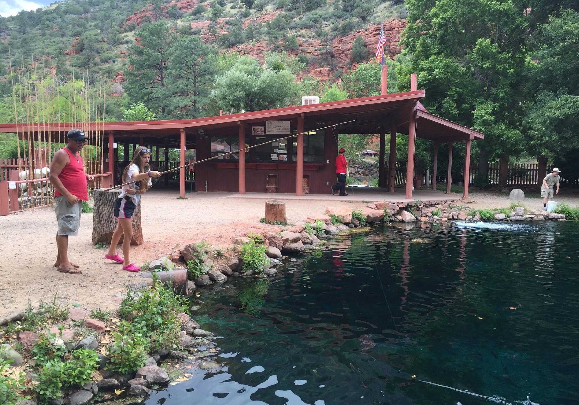 rainbow-trout-farm girl fishing